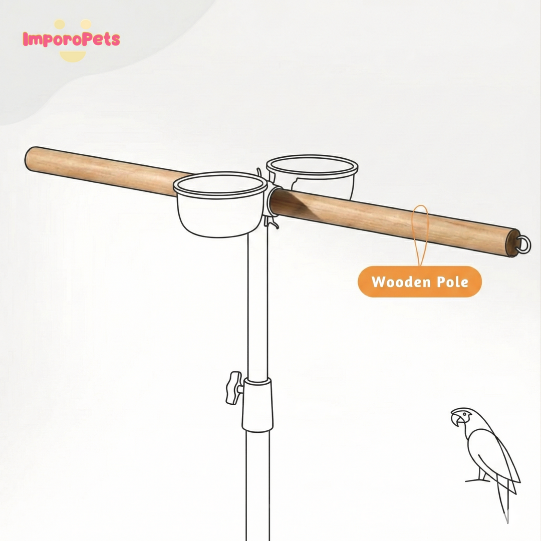 ImporoPets Premium Parrot Tripod Stand Perch For Large Parrot Foldable Stainless Steel Customizable Set