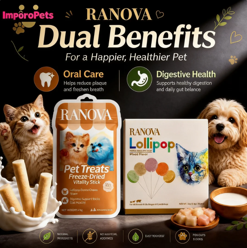 Ranova Cat Dog Treat Fresh Breath and Happy Tummy-All in One Set! Daily Wellness Hero Snack for Cats Dogs