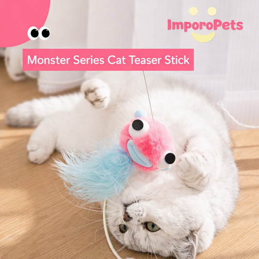 ImporoPets Handmade Cat Wand – Cute Monster, Cat Wand Replacement Head