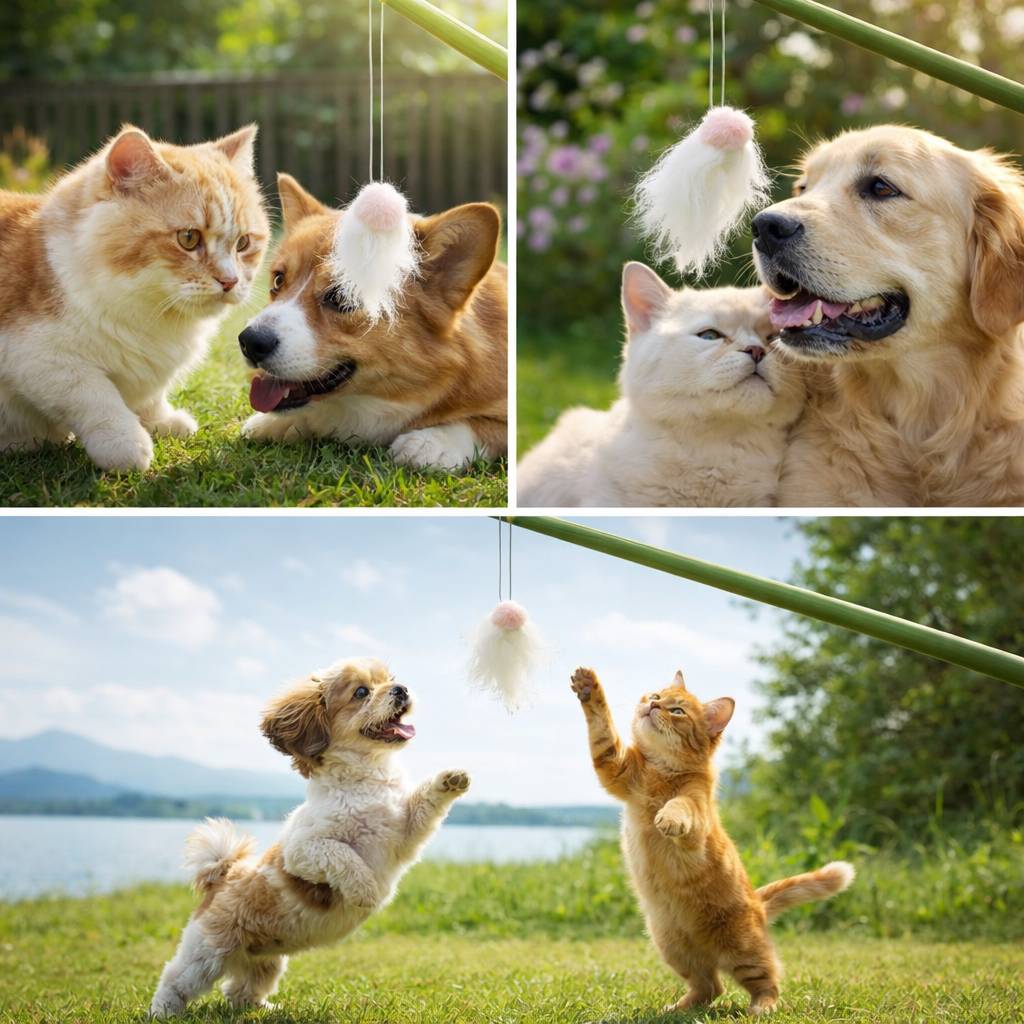 ImporoPets Natural Fur Cat Wand Replacement – Goat Jellyfish