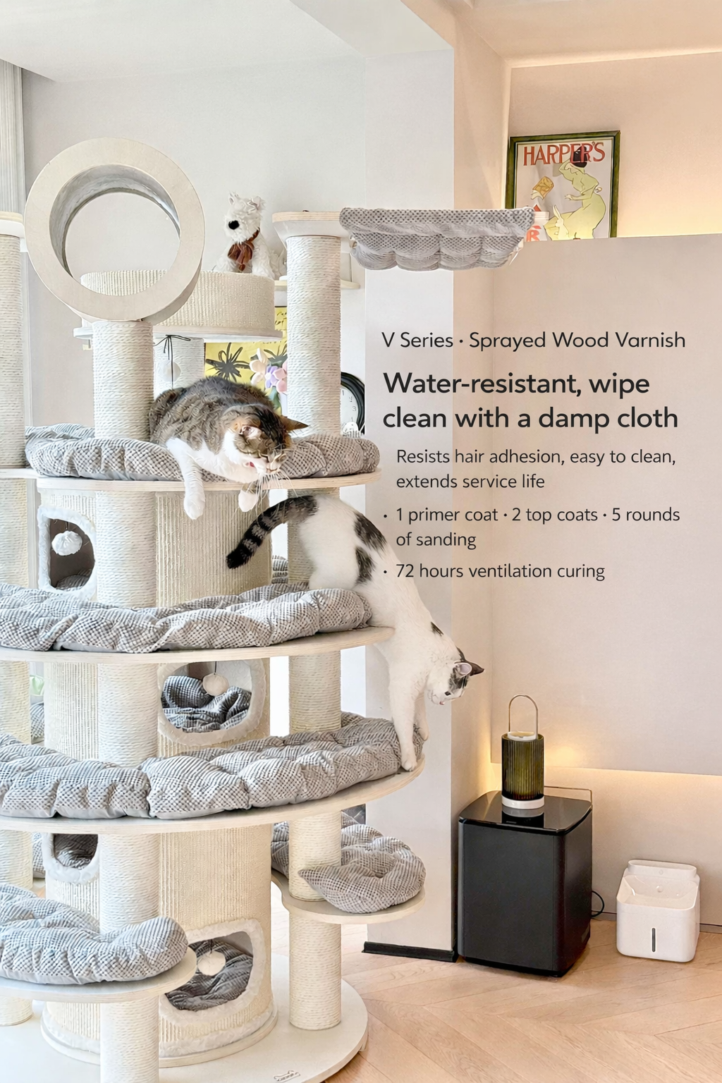 Luxury Huge Cat Climbing Frame Cat House Cat Tree Solid Wood With Spiral Tower Premium Cat Furniture Shipping in 30 Days