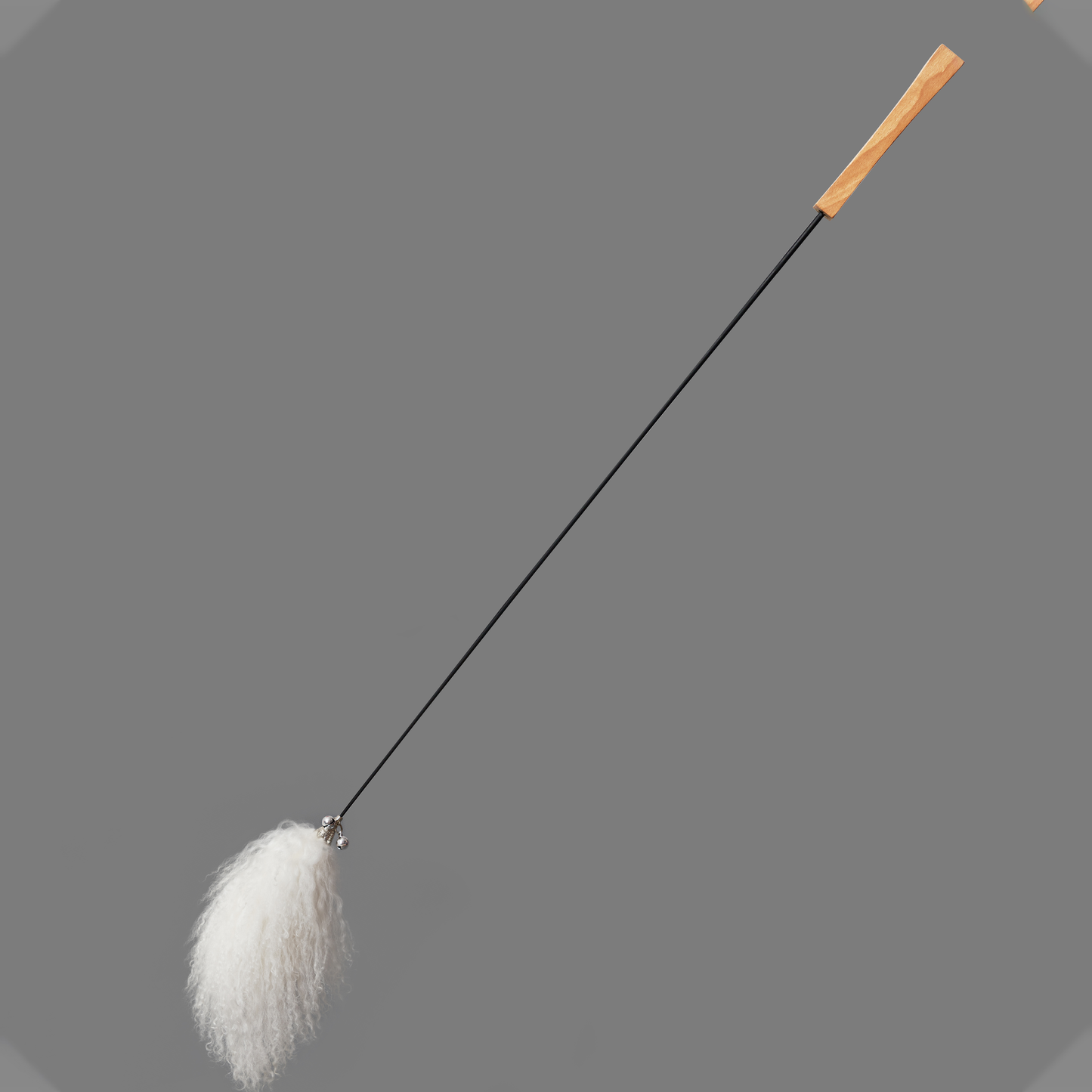Premium Cat Toy Teasing Cat Stick Wand - Tan wool wooden handle Interactive play for all cats