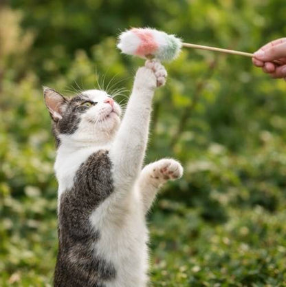 Premium Cat Toy Teasing Cat Stick Wand - Macaron-colored rabbit fur wheat ears Interactive for all cats