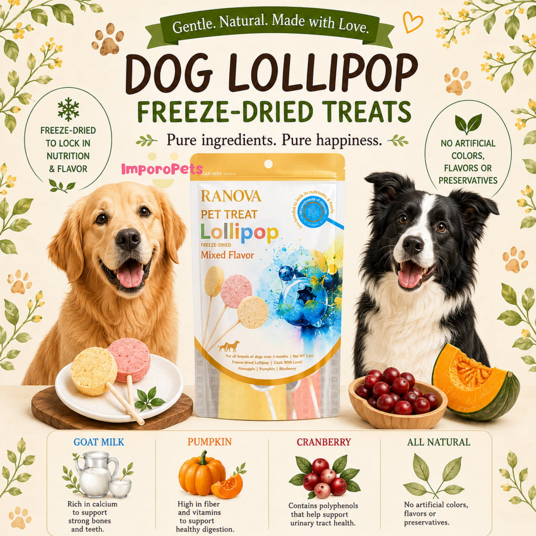 Ranova Dog Lollipop 3pcs Freeze-dried Digestive Health Treat, Hairball Control Reward Treat for Dogs