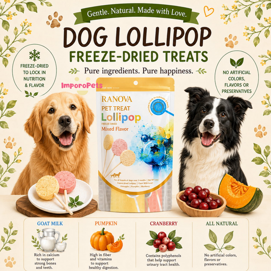 Ranova Dog Lollipop 3pcs Freeze-dried Digestive Health Treat, Hairball Control Reward Treat for Dogs