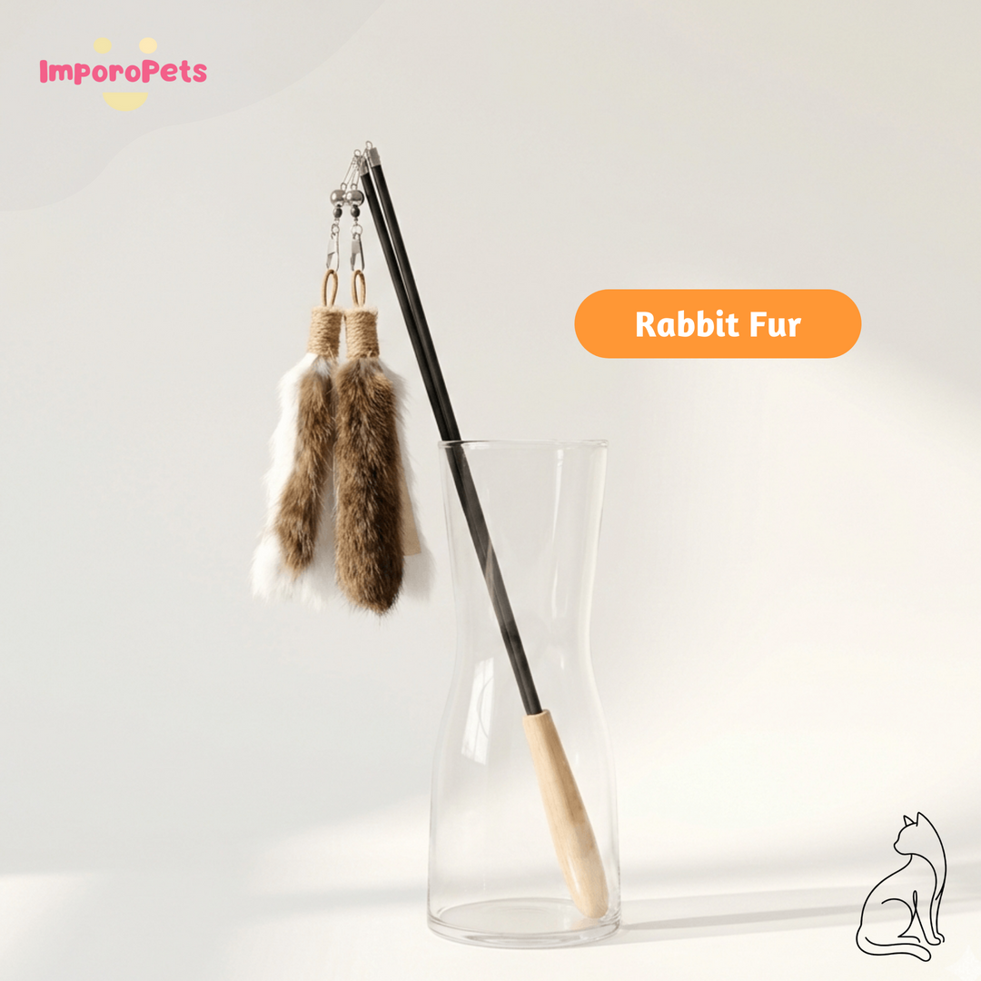 Premium Cat Toy Teasing Cat Stick Wand - Handmade Fluffy Floating Sheep