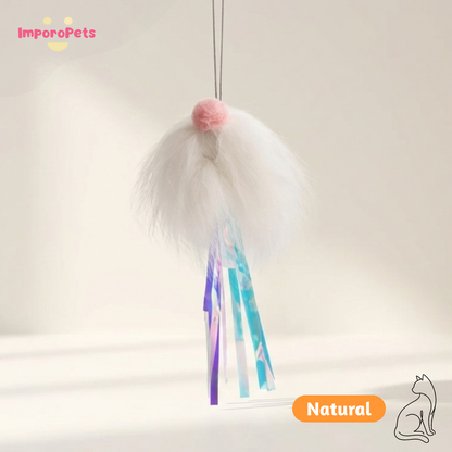 ImporoPets Natural Fur Cat Wand Replacement – Goat Jellyfish