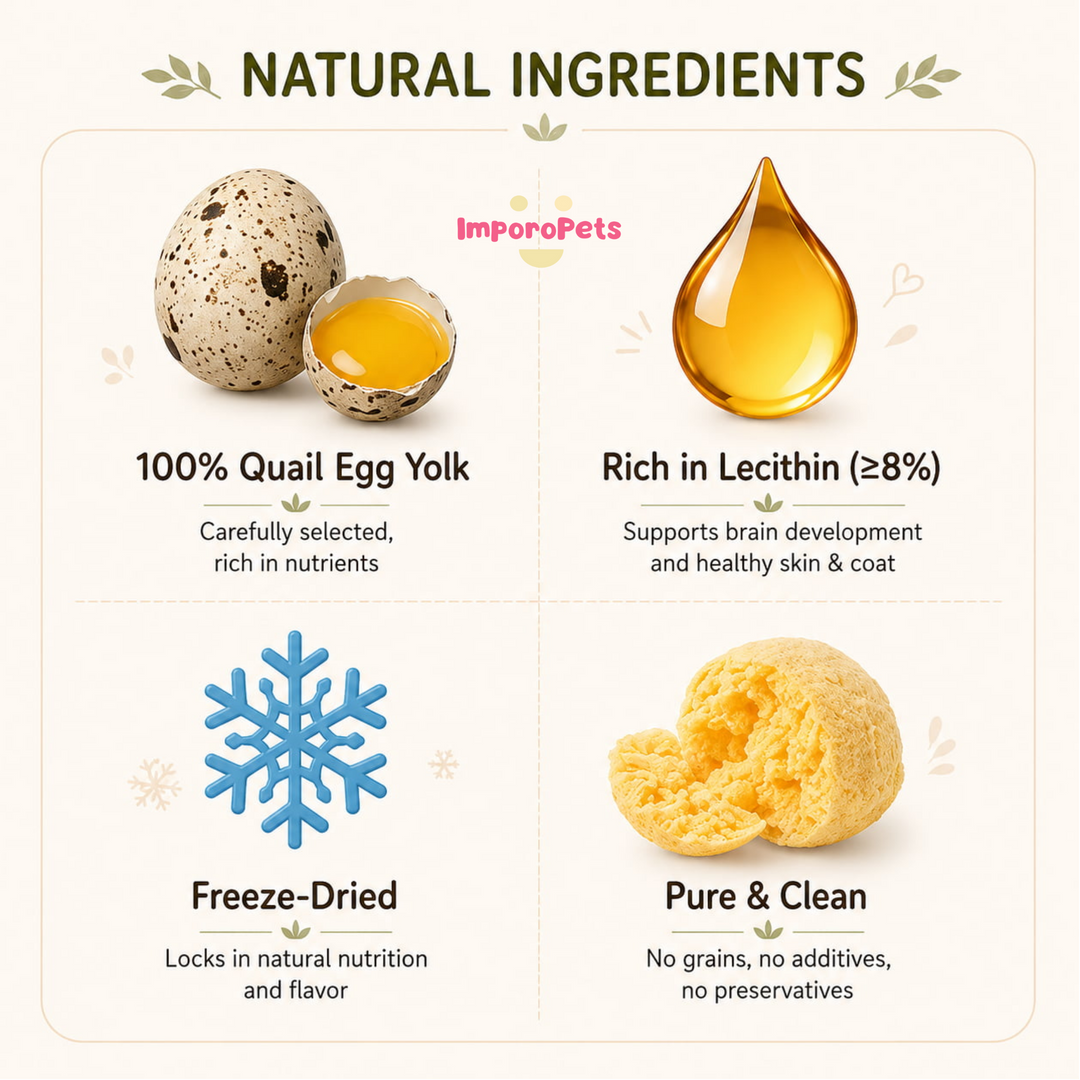 Ranova Cat Treat Freeze Dried Quail Egg Yolk Supports Brain Coat Health Snack For Cats Dogs