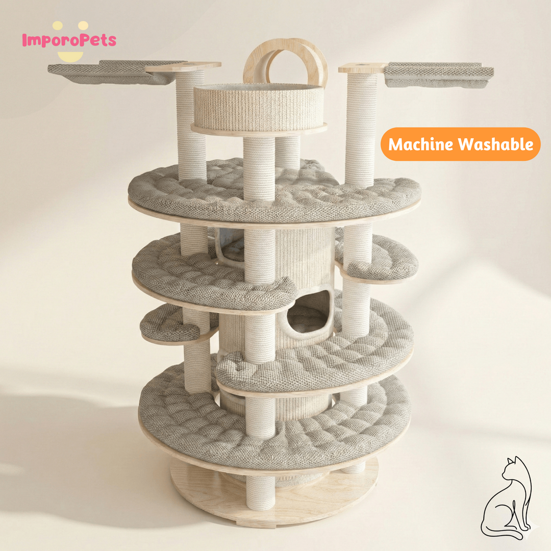 Luxury Huge Cat Climbing Frame Cat House Cat Tree Solid Wood With Spiral Tower Premium Cat Furniture Shipping in 30 Days