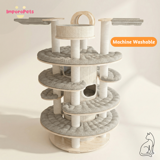 Luxury Huge Cat Climbing Frame Cat House Cat Tree Solid Wood With Spiral Tower Premium Cat Furniture Shipping in 30 Days