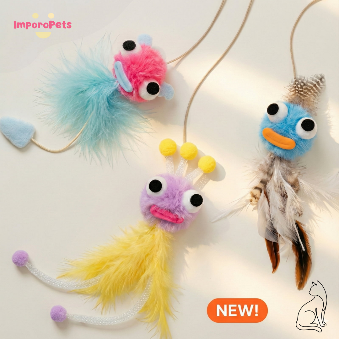 ImporoPets Handmade Cat Wand – Cute Monster, Cat Wand Replacement Head