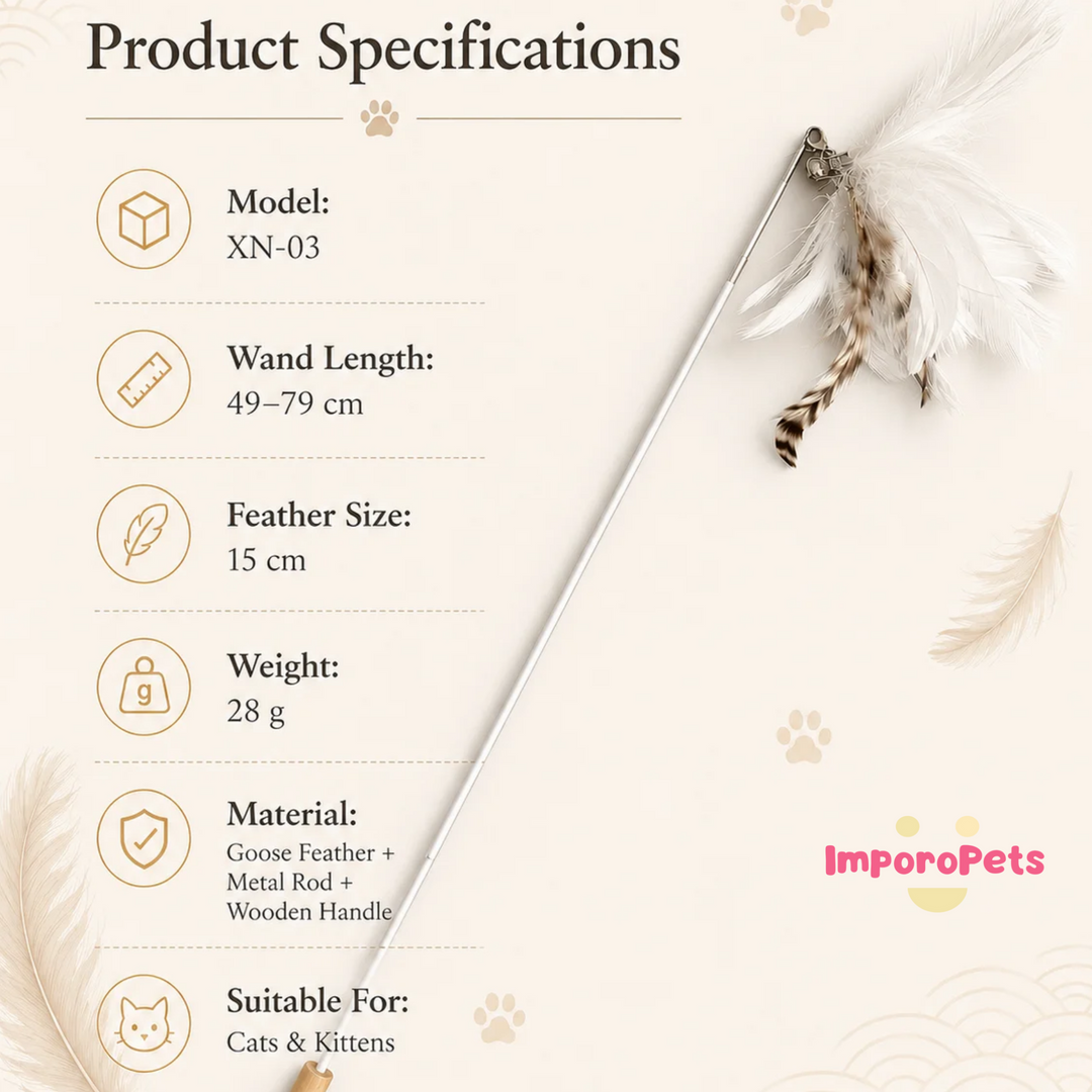 Extendable Goose Feather Cat Teaser Wand - Telescopic Interactive Training Rod for Indoor Cats