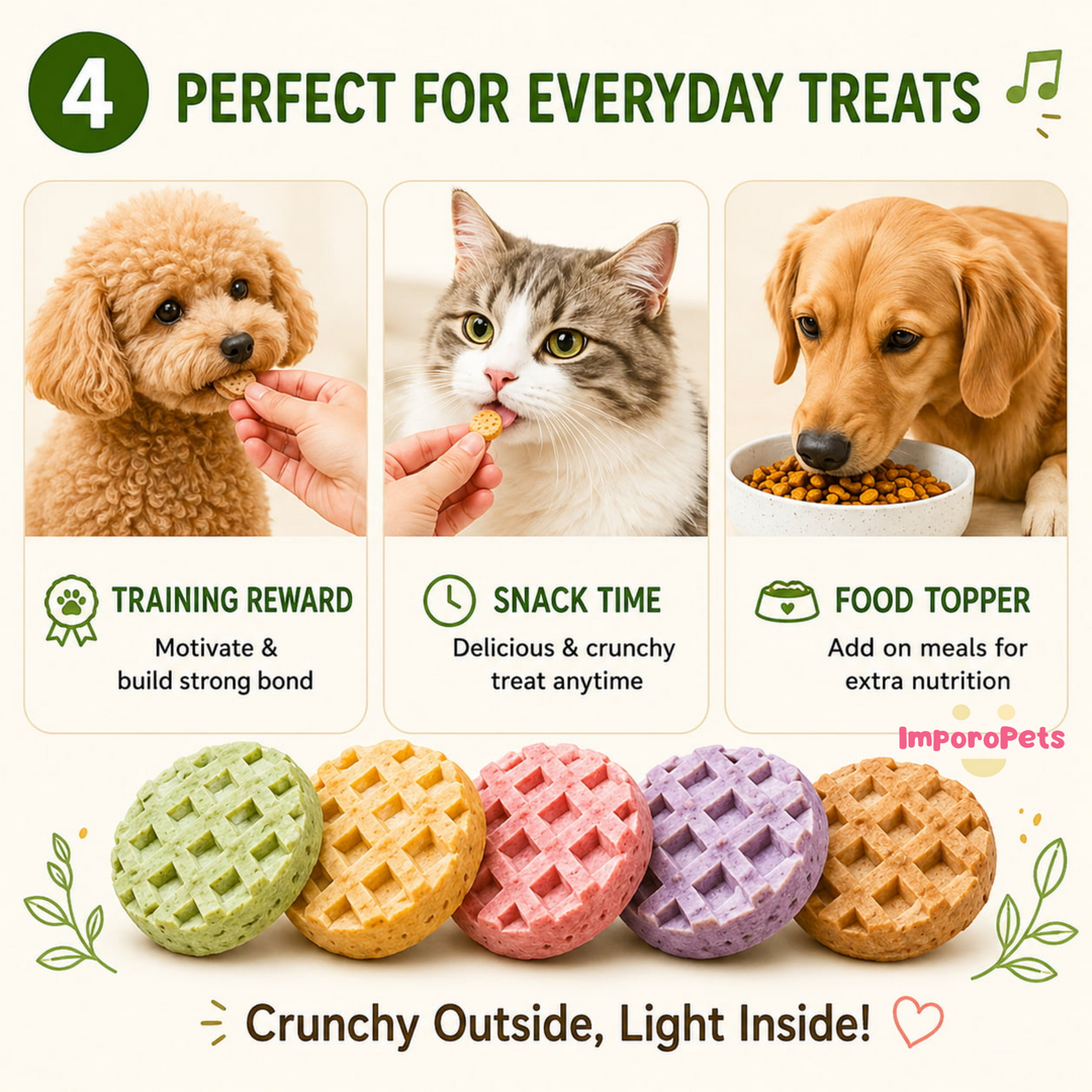 Ranova Cat Treat Freeze Dried Waffle Crunchy Grain-Free Snack Rich in Nutrients For Cats Dogs