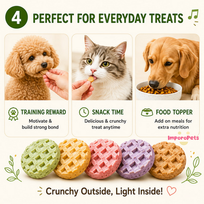 Ranova Cat Treat Freeze Dried Waffle Crunchy Grain-Free Snack Rich in Nutrients For Cats Dogs