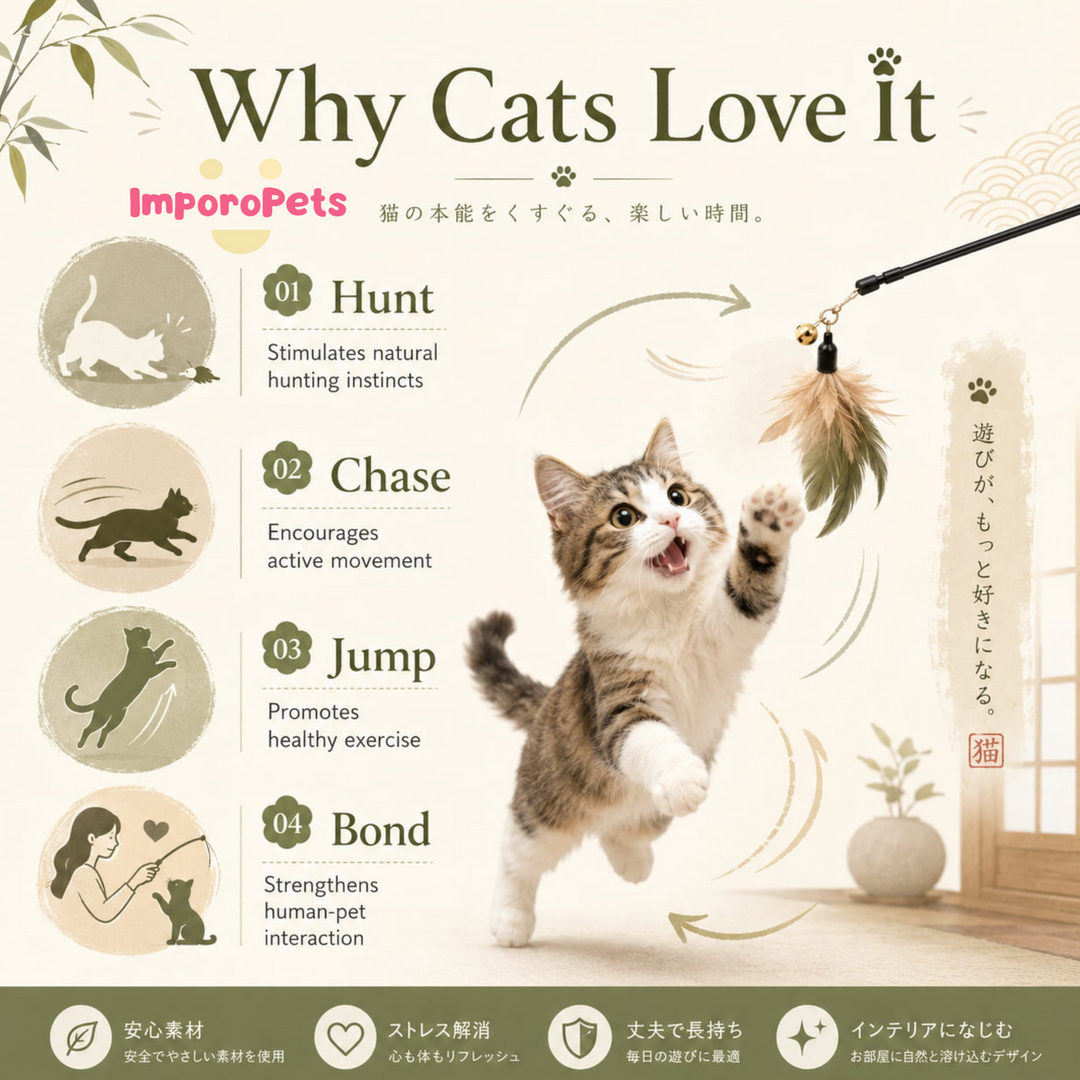 Extendable Goose Feather Cat Teaser Wand - Telescopic Interactive Training Rod for Indoor Cats