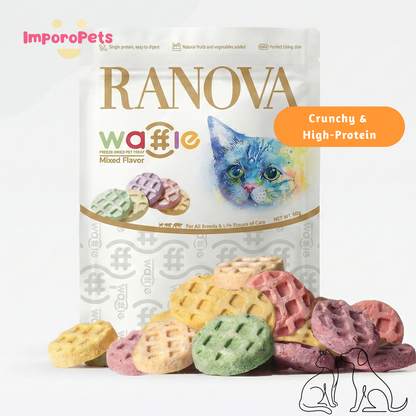 [Expired] Ranova Cat Treat Freeze Dried Waffle Crunchy Grain-Free Snack Rich in Nutrients For Cats Dogs