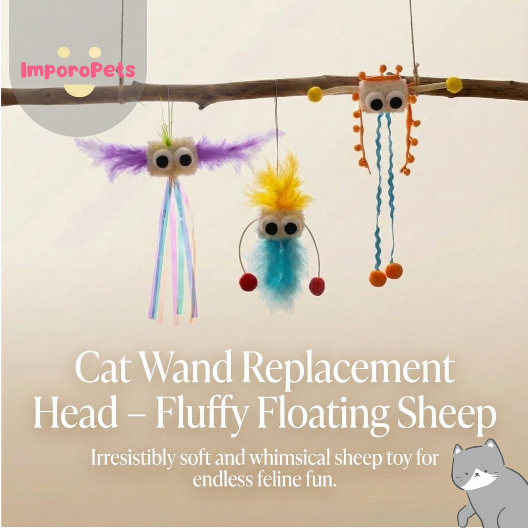 [ImporoPets] Handmade Telescopic Cat Wand - Interactive Retractable Toy – Fluffy Floating Sheep