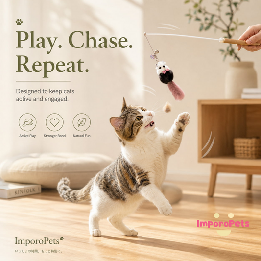 Little Fox Plush Cat Teaser - Cute Soft Interactive Wand Toy for Feline Enrichment