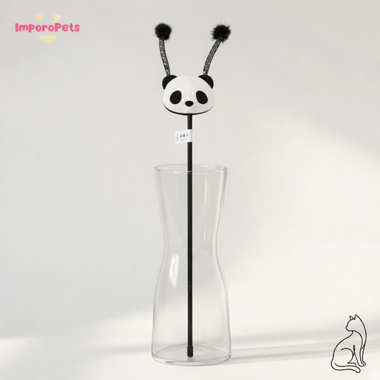 Premium Cat Toy Teasing Cat Stick Wand - Panda Design interactive toy Safe materials for all cats