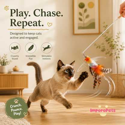 Crinkle Goldfish Cat Teaser - Crunchy Sound Interactive Stimulating Toy for Cats