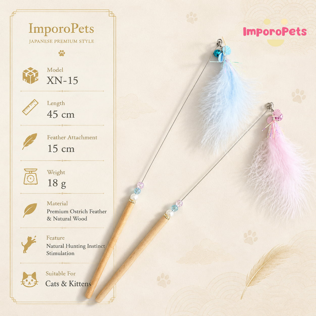 Color Shell Feather Teaser - Simple Natural Interactive Wand Toy for Felines