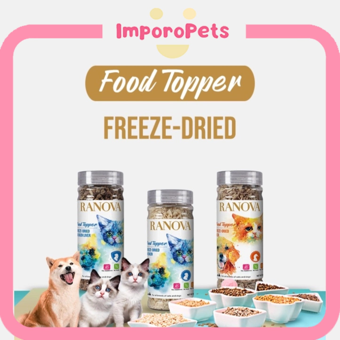 RANOVA 100% Pure Meat Freeze-Dried Food Topper for Cats & Dogs