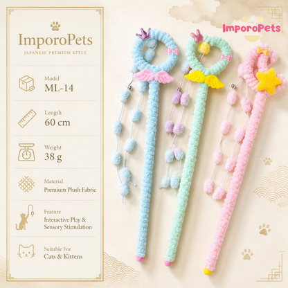 Tassel Magic Wand - Long Flowing Fringe Interactive Teaser Toy for Cats