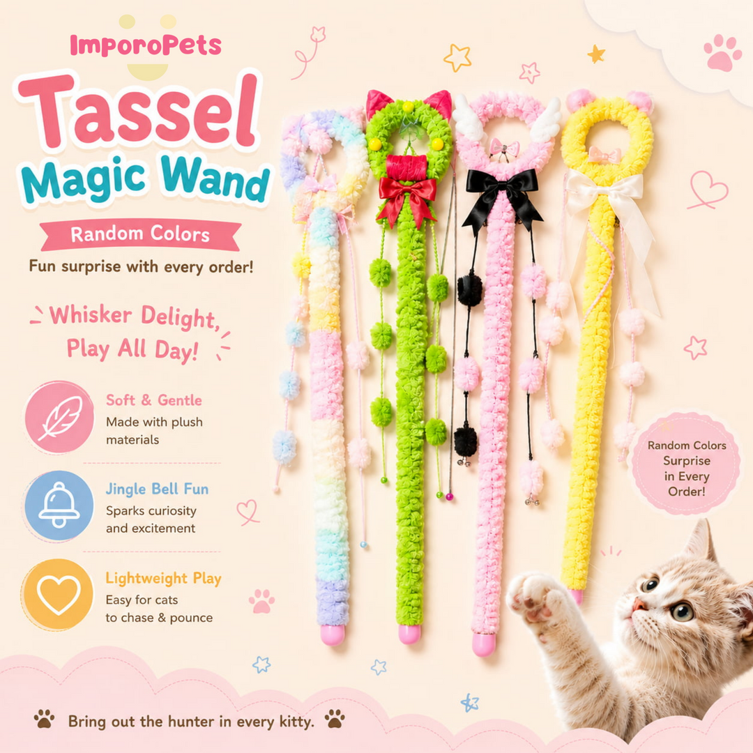 Fuzzy Crochet Magic Wand - Soft Knit Plush Interactive Teaser Toy for Cats & Kittens(Random style)