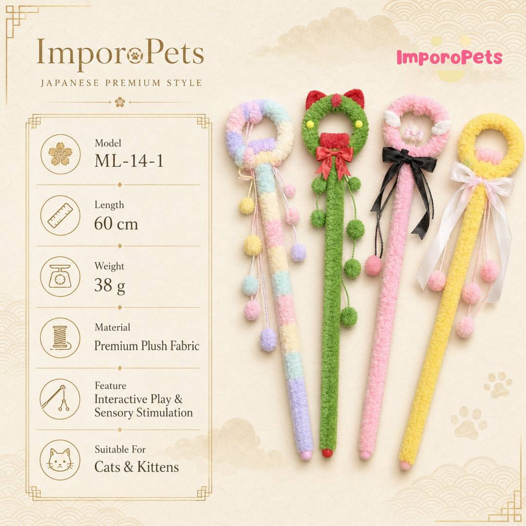 Fuzzy Crochet Magic Wand - Soft Knit Plush Interactive Teaser Toy for Cats & Kittens(Random style)