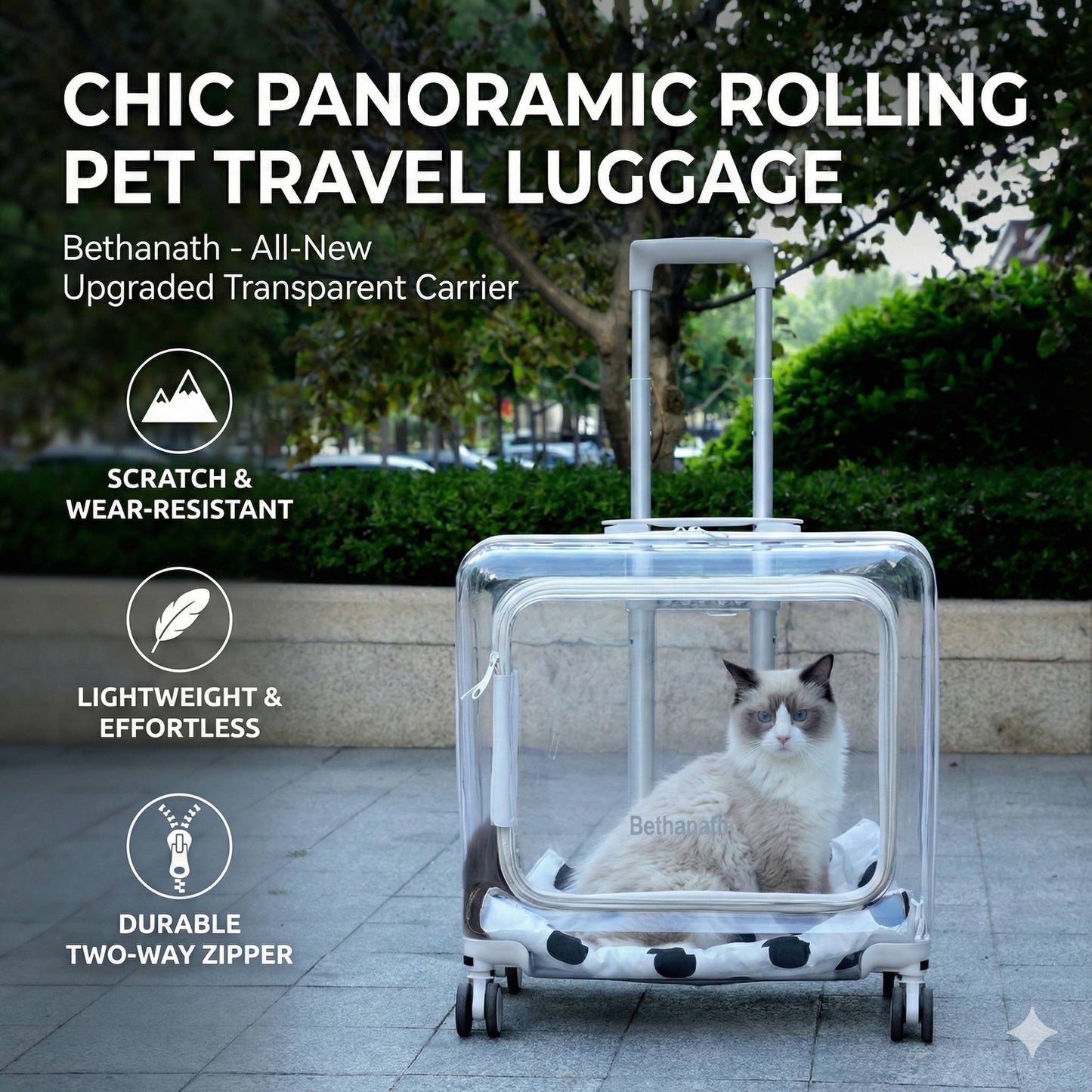 Pet Carrier Lightweight Outdoor Travel Trolley Panoramic 360° View for Cats & Dogs
