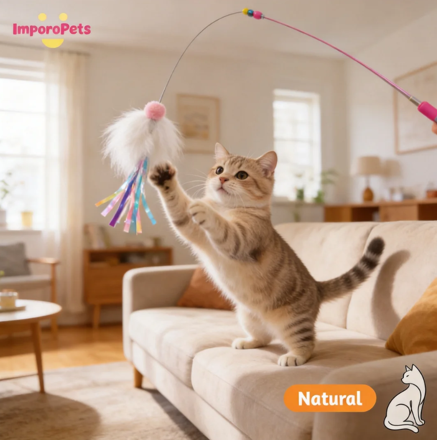 Premium Cat Toy Teasing Cat Stick Replacement – Handmade Goat Jellyfish Design