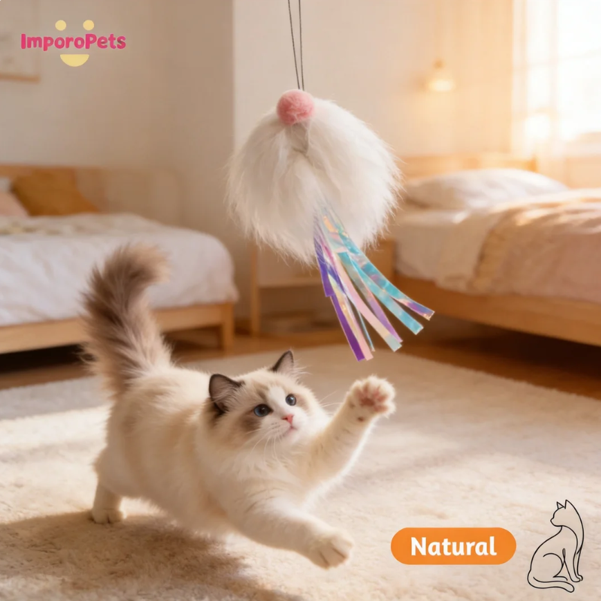 Premium Cat Toy Teasing Cat Stick Replacement – Handmade Goat Jellyfish Design