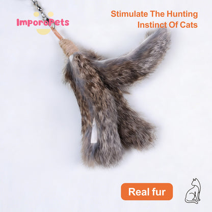Premium Cat Toy Teasing Cat Stick Wand - Handmade Fluffy Floating Sheep