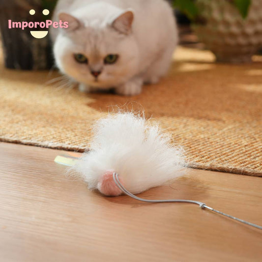 ImporoPets Natural Fur Cat Wand Replacement – Goat Jellyfish