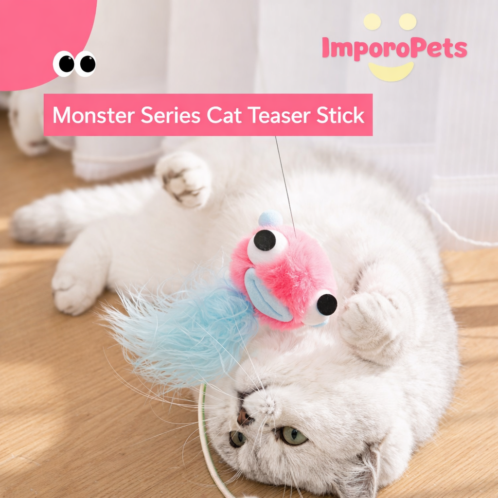 ImporoPets Handmade Cat Wand – Cute Monster, Cat Wand Replacement Head