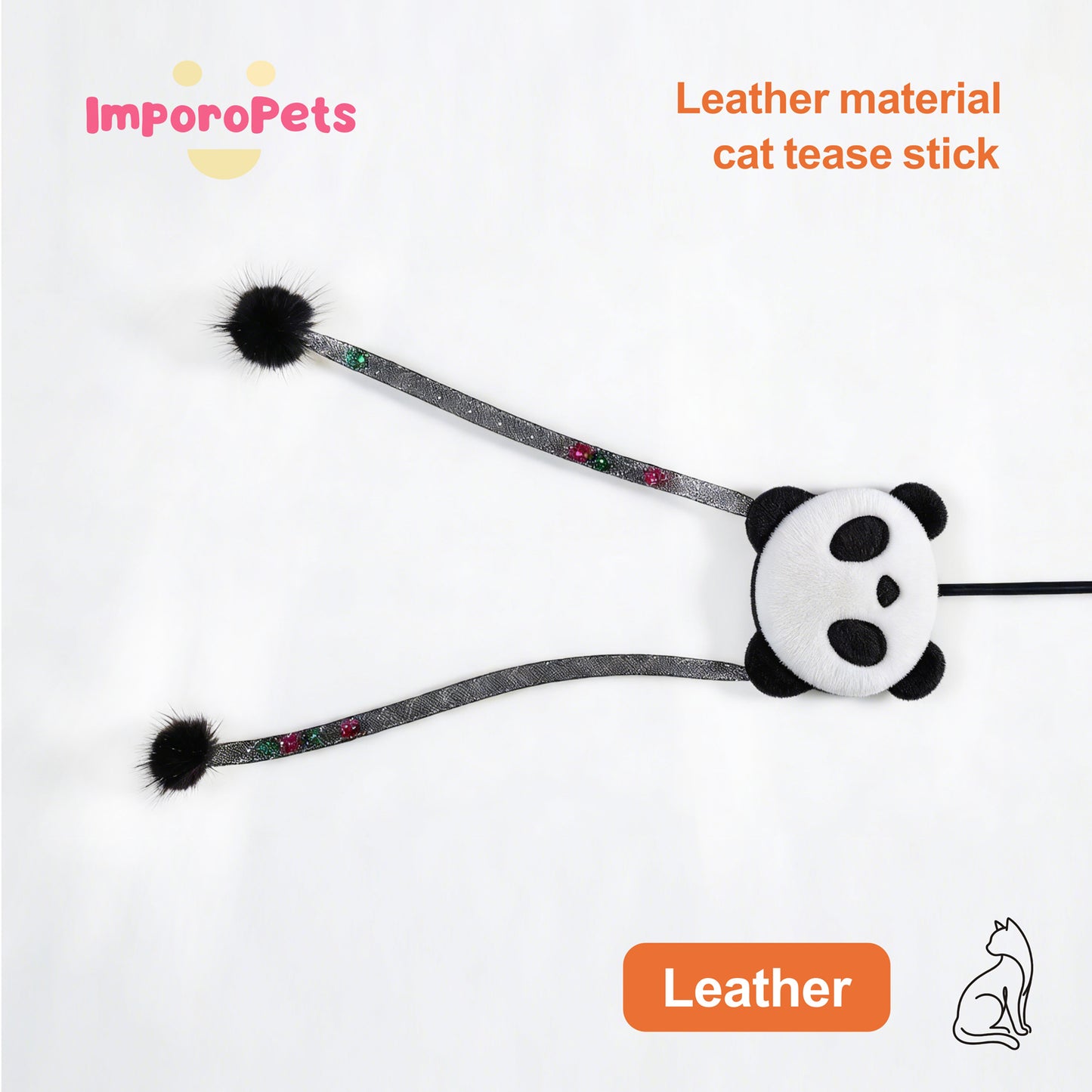 Premium Cat Toy Teasing Cat Stick Wand - Panda Design interactive toy Safe materials for all cats