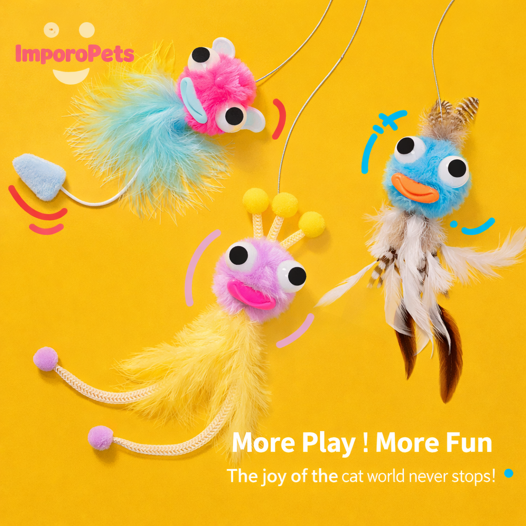 ImporoPets Handmade Cat Wand – Cute Monster, Cat Wand Replacement Head