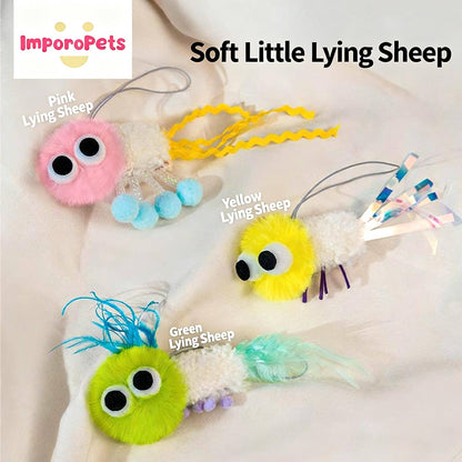 ImporoPets Cute Sheep Fur Cat Plush Toy – Lying Sheep