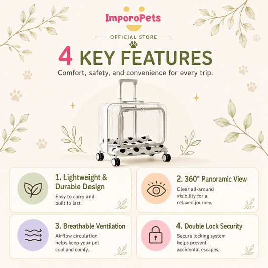 Pet Carrier Lightweight Outdoor Travel Trolley Panoramic 360° View for Cats & Dogs