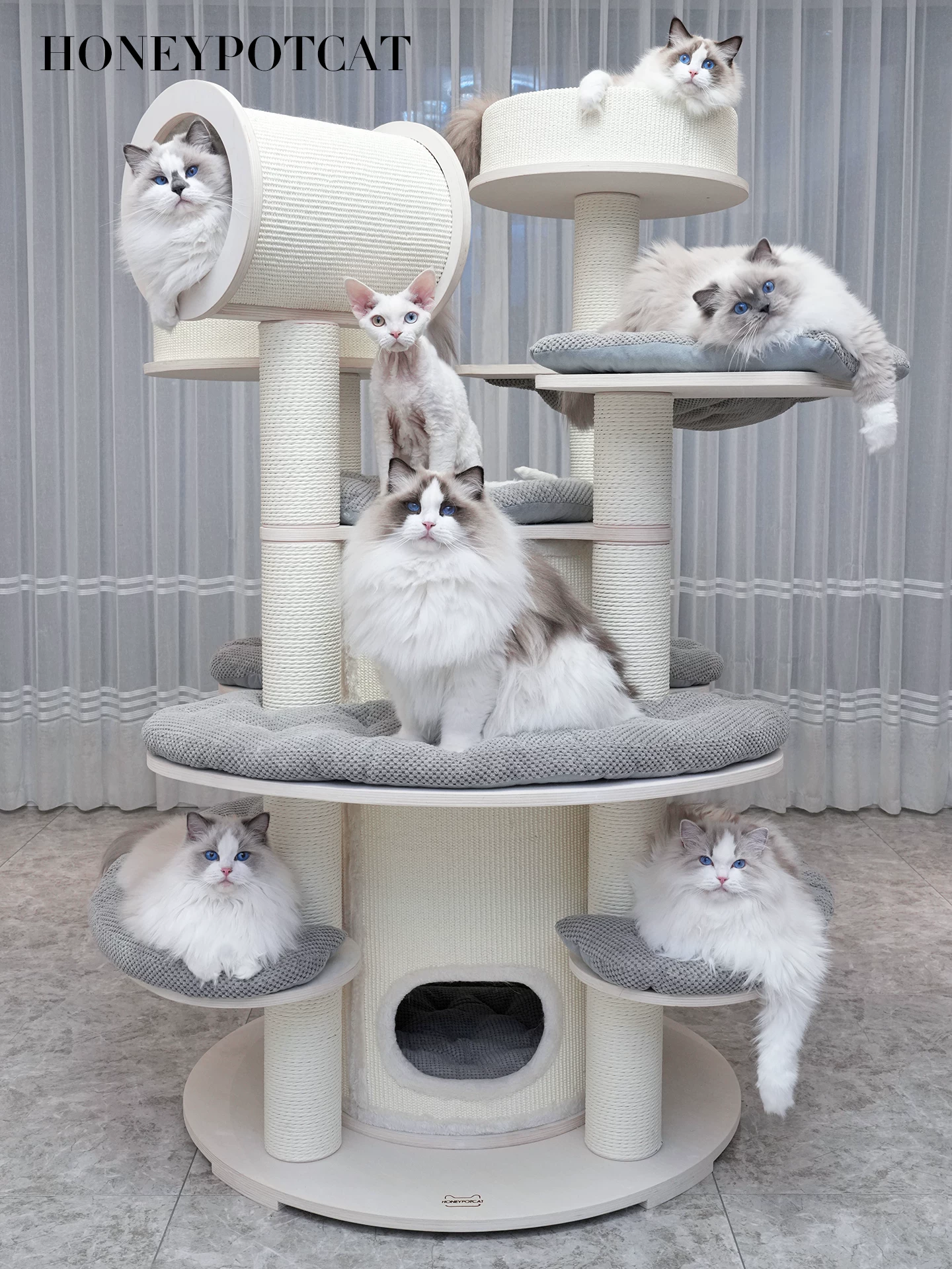 Luxury Huge Cat Climbing Frame Cat House Cat Tree Solid Wood With Spiral Tower Premium Cat Furniture Shipping in 30 Days