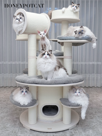 Luxury Huge Cat Climbing Frame Cat House Cat Tree Solid Wood With Spiral Tower Premium Cat Furniture Shipping in 30 Days