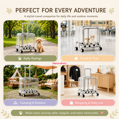 Pet Carrier Lightweight Outdoor Travel Trolley Panoramic 360° View for Cats & Dogs