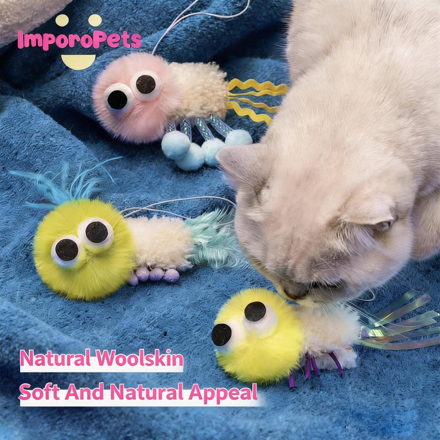 ImporoPets Cute Sheep Fur Cat Plush Toy – Lying Sheep