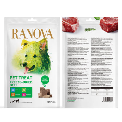 Ranova Dog Treat Real Meat Freeze Dried Salmon/Beef Rich in Omega3 Natural Snack For Dogs