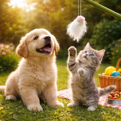 ImporoPets Natural Fur Cat Wand Replacement – Goat Jellyfish