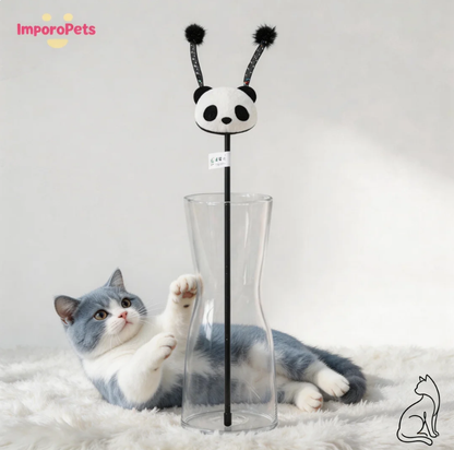 Premium Cat Toy Teasing Cat Stick Wand - Panda Design interactive toy Safe materials for all cats
