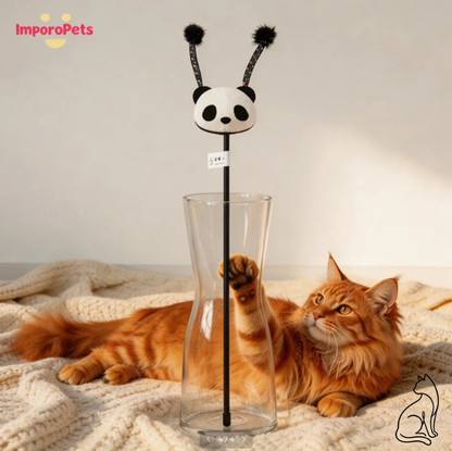 Premium Cat Toy Teasing Cat Stick Wand - Panda Design interactive toy Safe materials for all cats