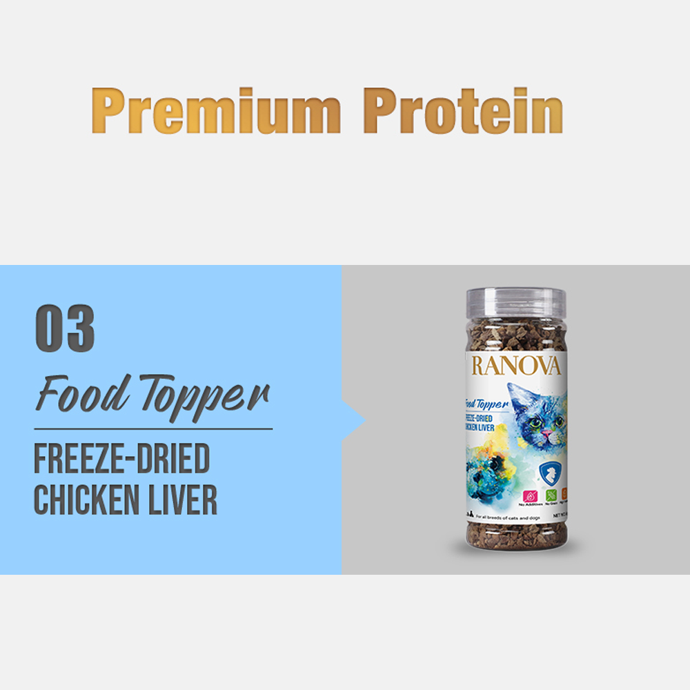 RANOVA 100% Pure Meat Freeze-Dried Food Topper for Cats & Dogs