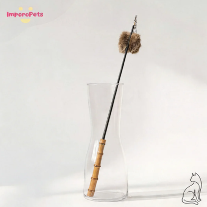 Premium Bamboo Handle Rabbit Fur Flower Cat Wand Toy Interactive play Safe Materials for all cats
