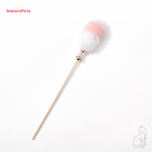 Premium Cat Toy Teasing Cat Stick Wand - Macaron-colored rabbit fur wheat ears Interactive for all cats